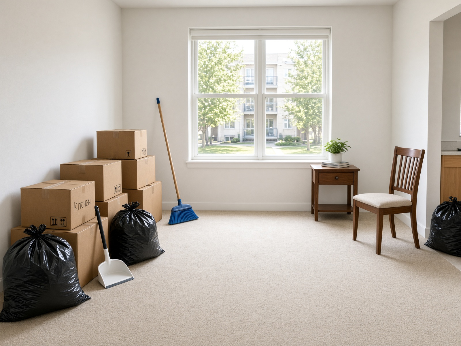 Organized property cleanout with bagged debris
