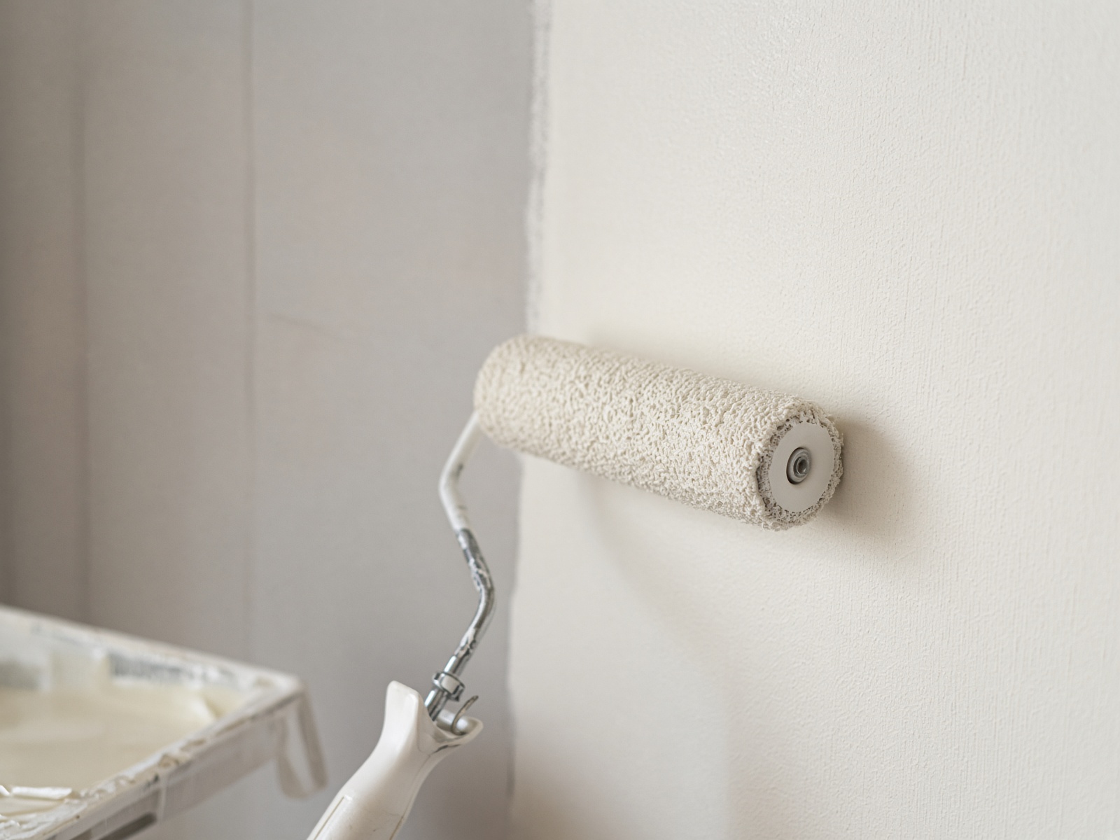 Interior wall roller painting — representative process photography