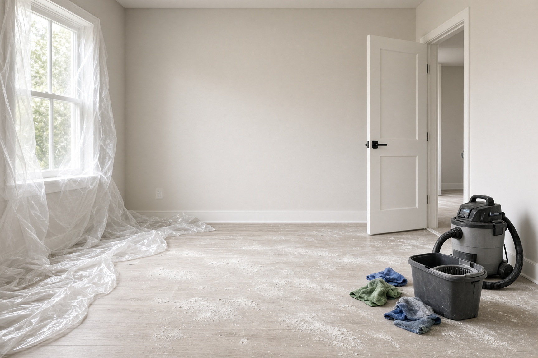 Post-construction cleanup in progress