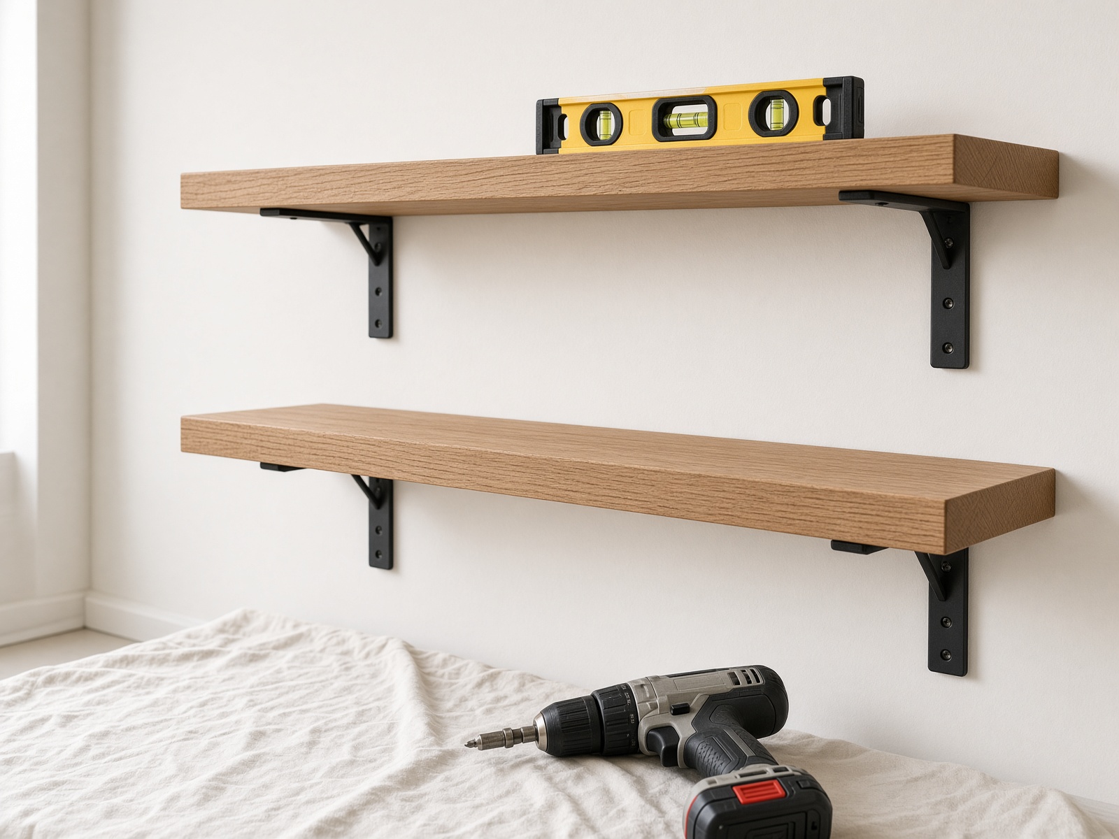 Shelving being installed