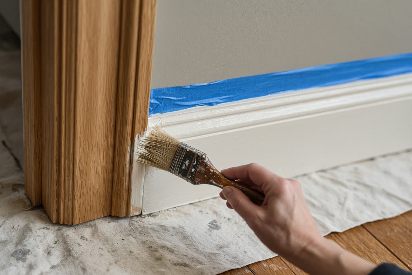 Trim painting in progress